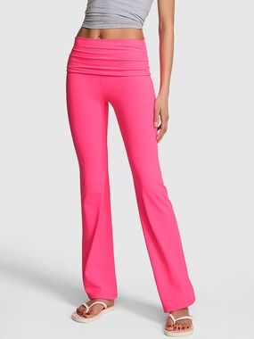 PINK Relay Ruched Foldover Flare Leggings Pink XS Regular